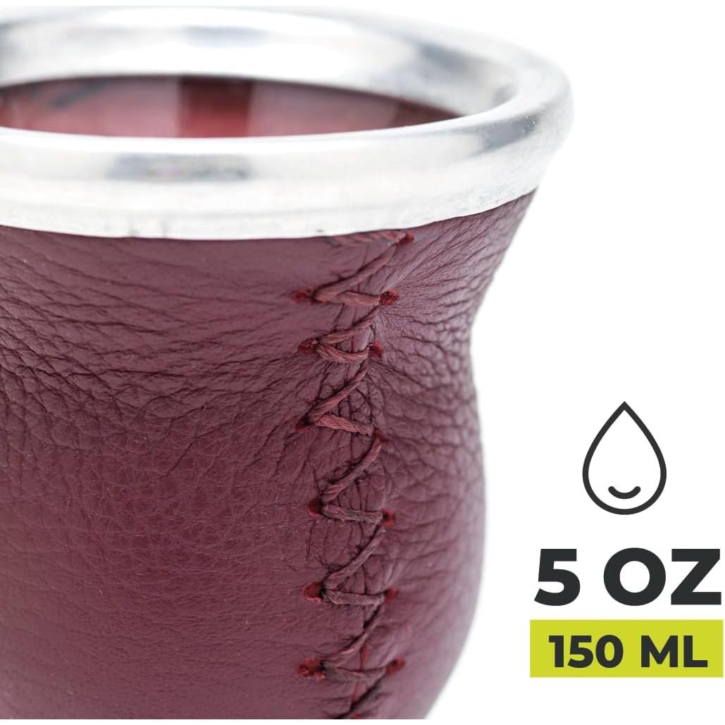 Conjunto de Gourd de Yerba Mate BALIBETOV de Vidrio y Cuero