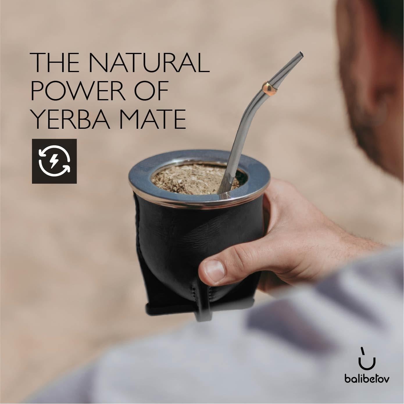 Gourd de Yerba Mate BALIBETOV Hecho a Mano en Cuero Negro
