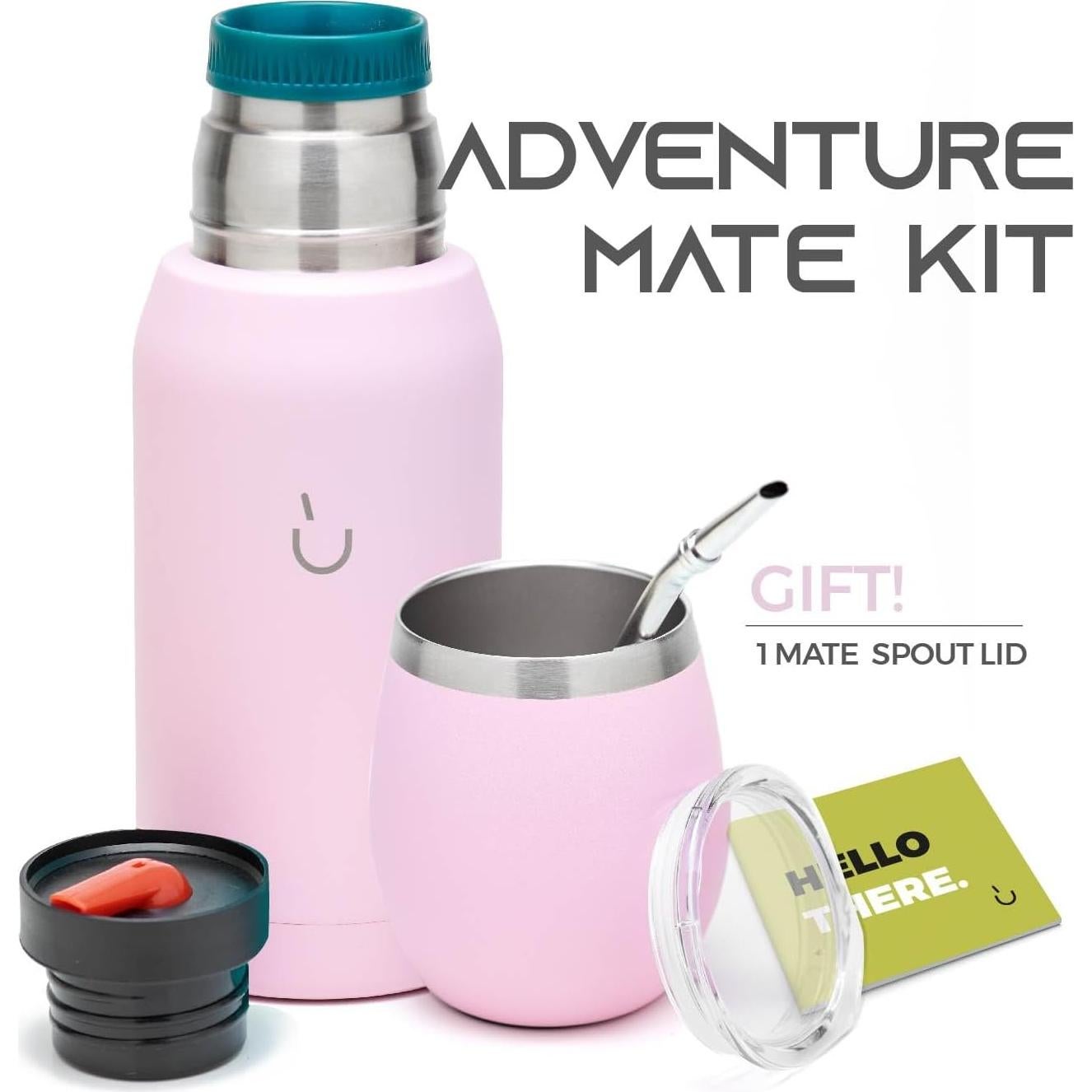 Kit de Yerba Mate BALIBETOV Rosa - Taza, Sorbete y Termo 0.74L