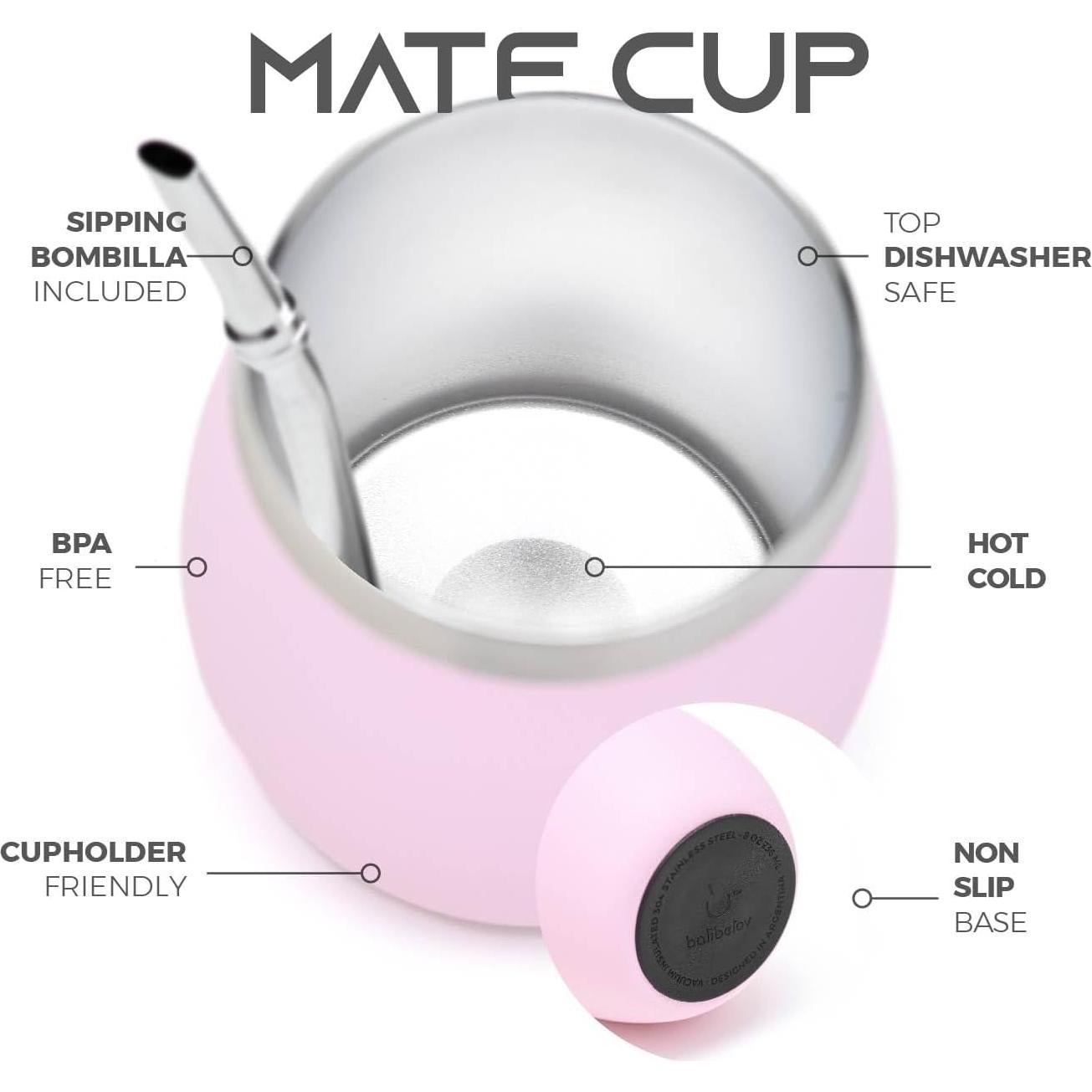 Kit de Yerba Mate BALIBETOV Rosa - Taza, Sorbete y Termo 0.74L