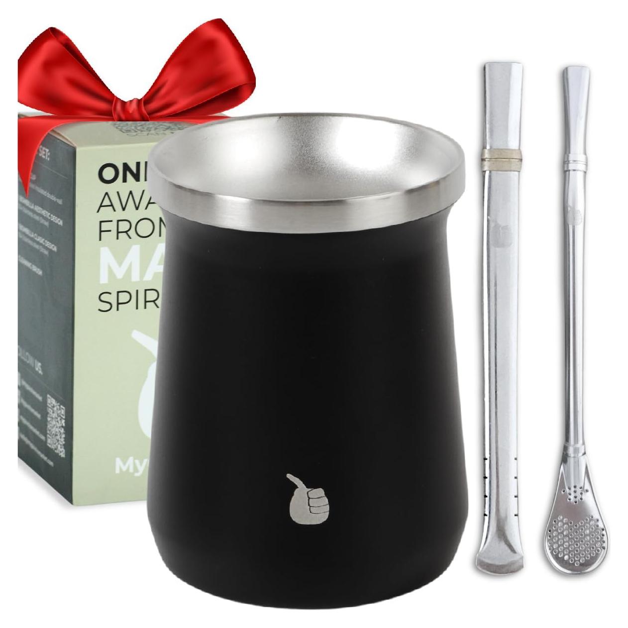 Juego de Taza de Yerba Mate GAUCHO-MARKET Negro Aislada