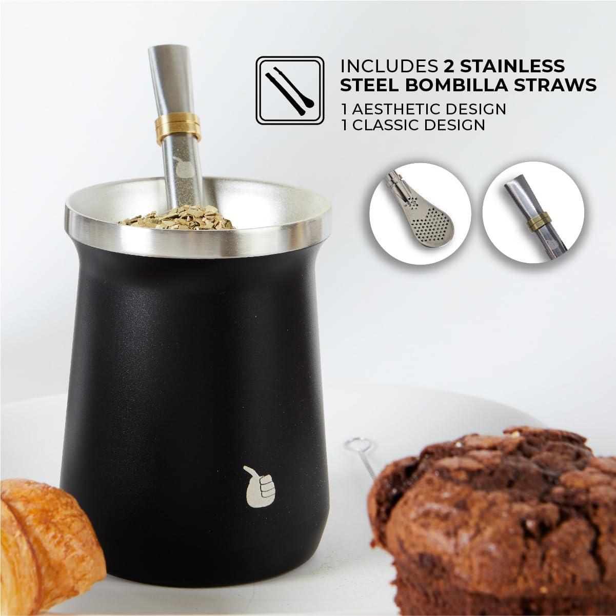 Juego de Taza de Yerba Mate GAUCHO-MARKET Negro Aislada