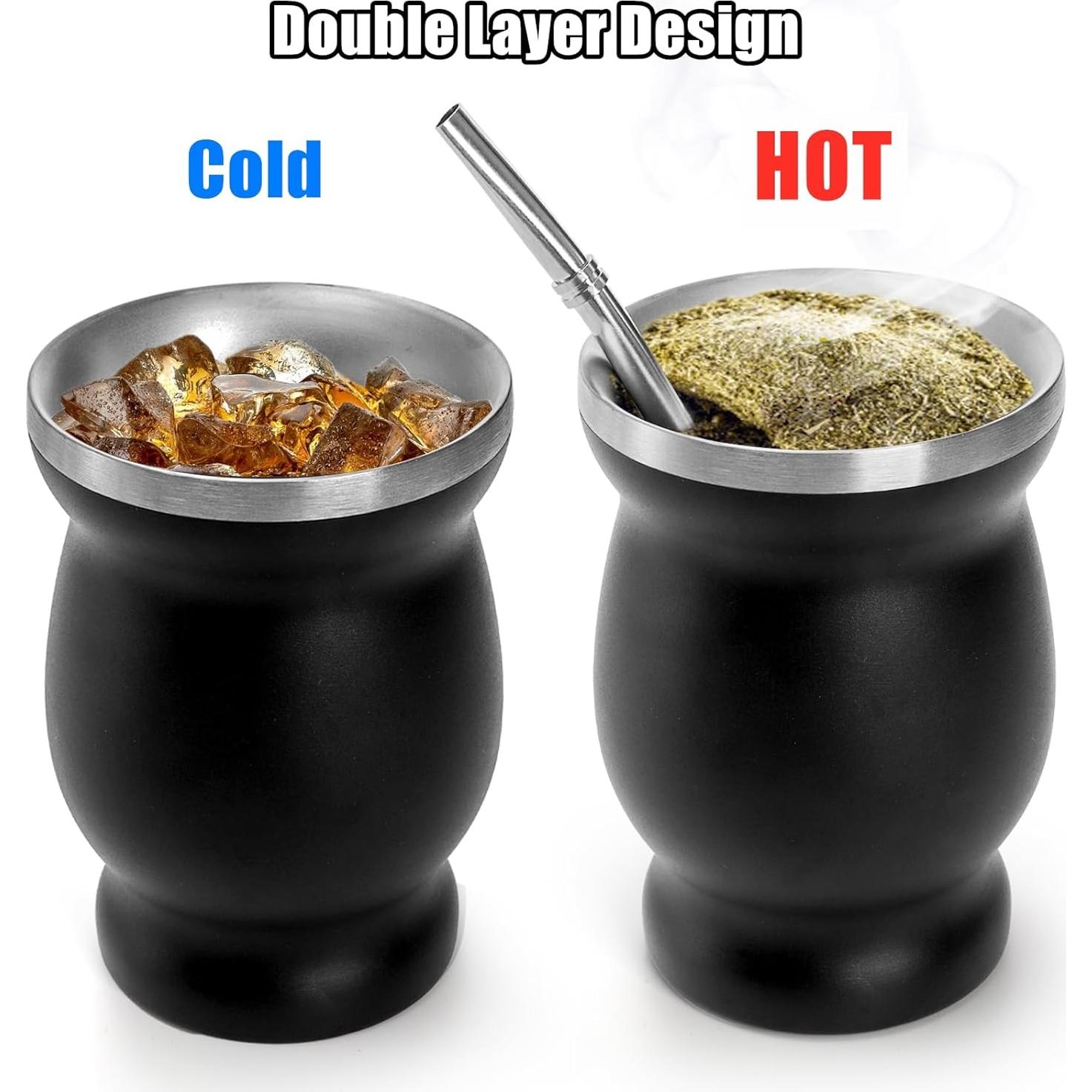 Kit Taza de Yerba Mate Cididu 8 Oz Acero Inoxidable Doble Pared