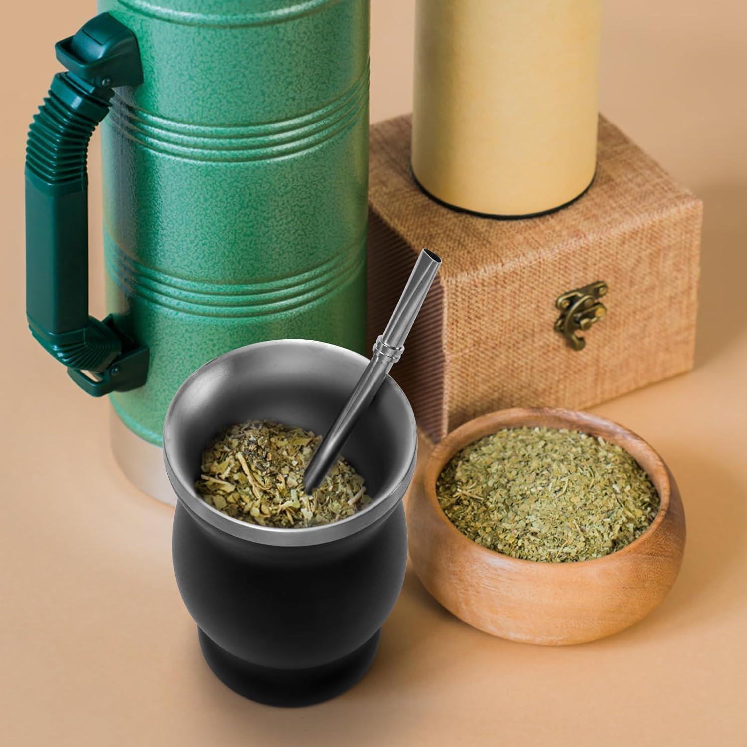 Kit Taza de Yerba Mate Cididu 8 Oz Acero Inoxidable Doble Pared