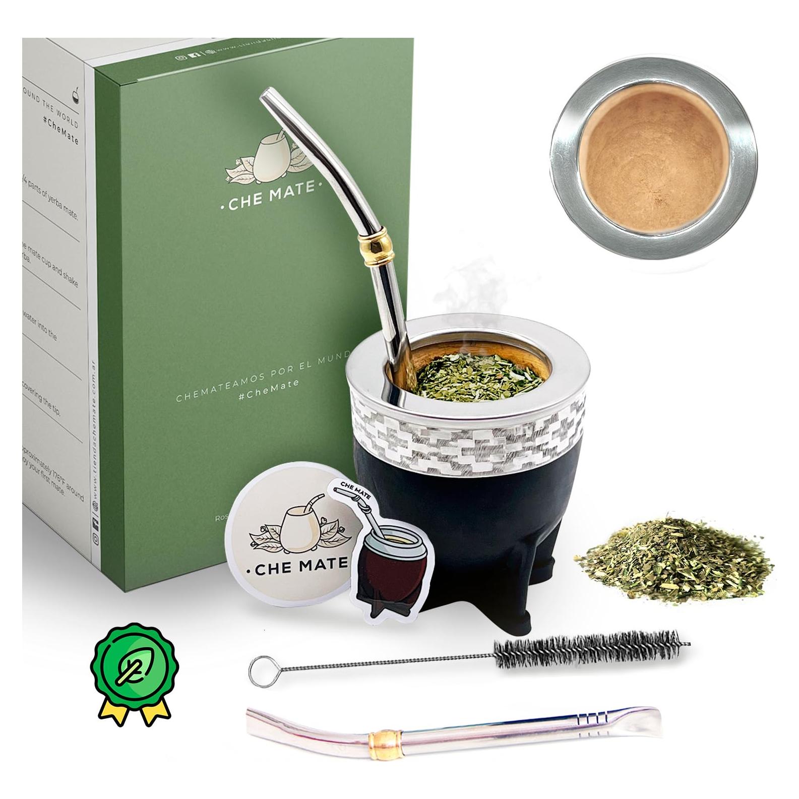 Juego de Taza de Yerba Mate Orgánica CHE MATE 10cm x 12cm