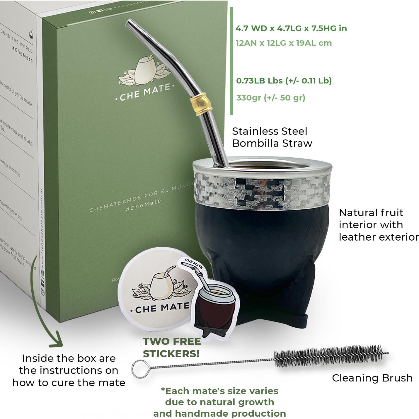 Juego de Taza de Yerba Mate Orgánica CHE MATE 10cm x 12cm