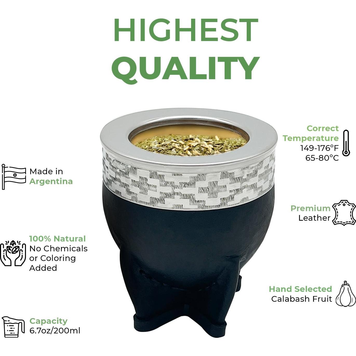 Juego de Taza de Yerba Mate Orgánica CHE MATE 10cm x 12cm