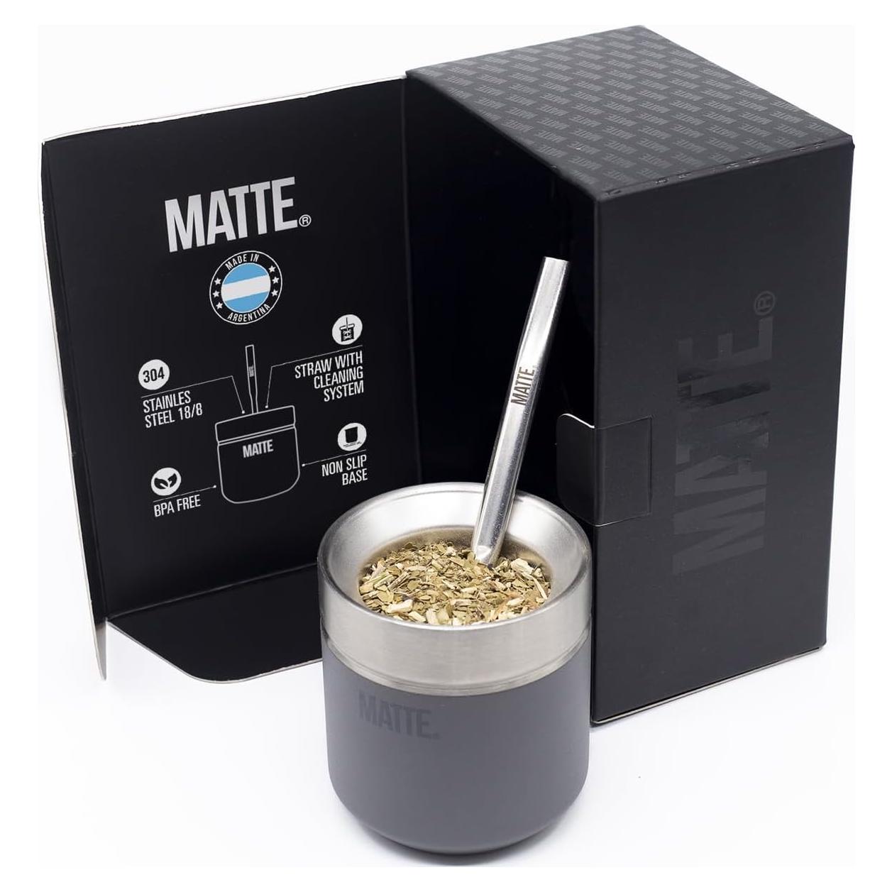 Juego de Yerba Mate Matte DS Pro 6 oz Antideslizante Gris