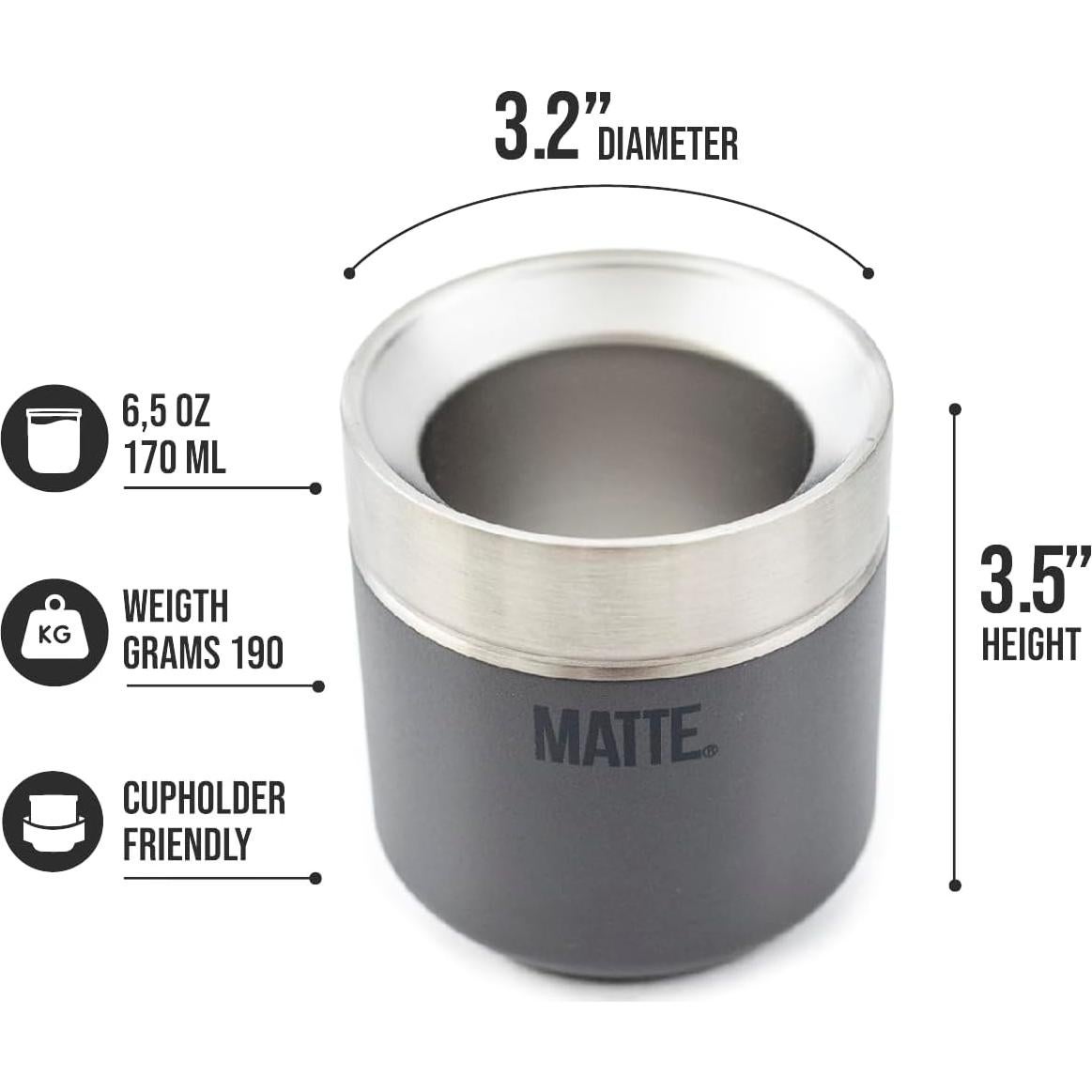 Juego de Yerba Mate Matte DS Pro 6 oz Antideslizante Gris