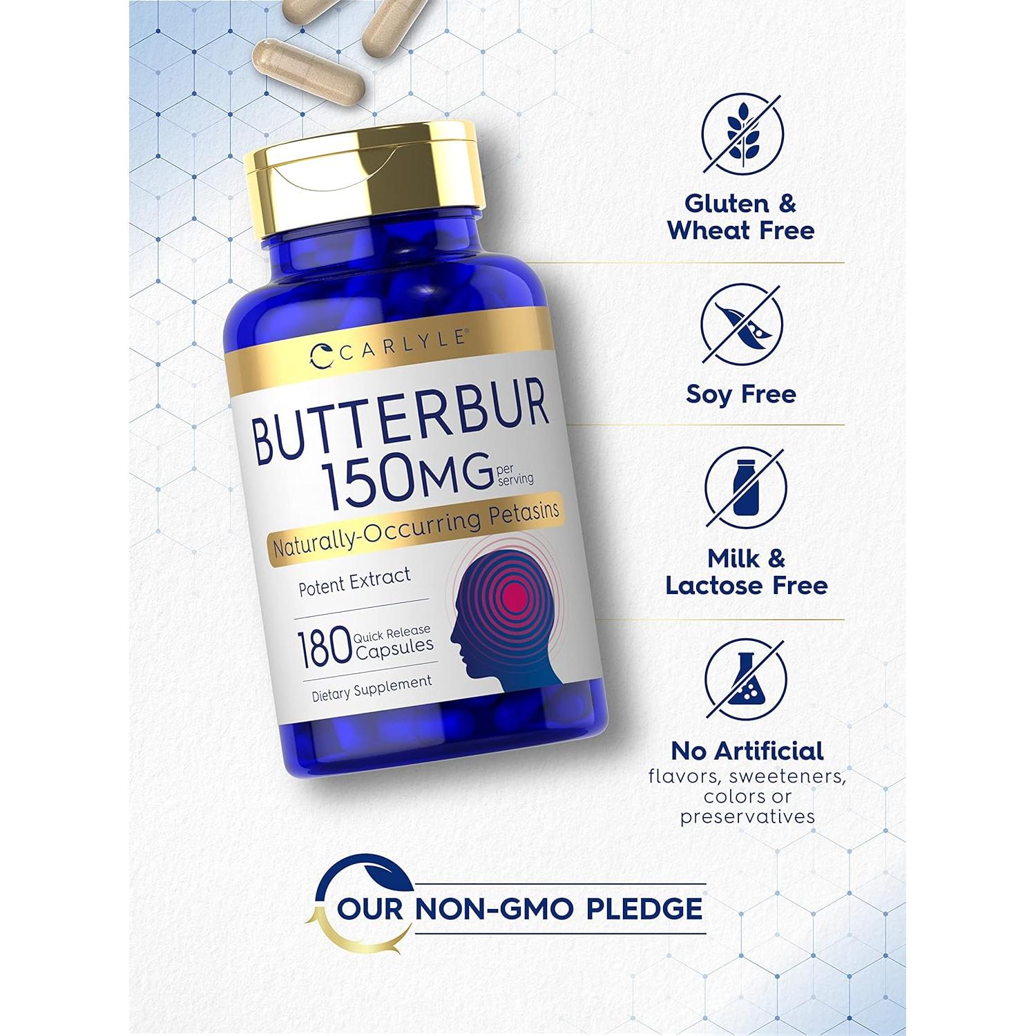 Cápsulas de Butterbur 150 mg Carlyle | 180 Unidades | Soporte Neurológico