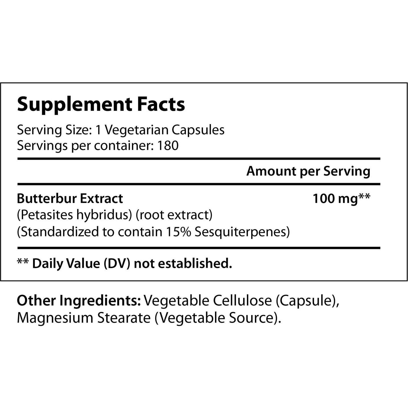 Extracto de Petasites 100mg 180 Cápsulas Vegetarianas LongLifeNutri