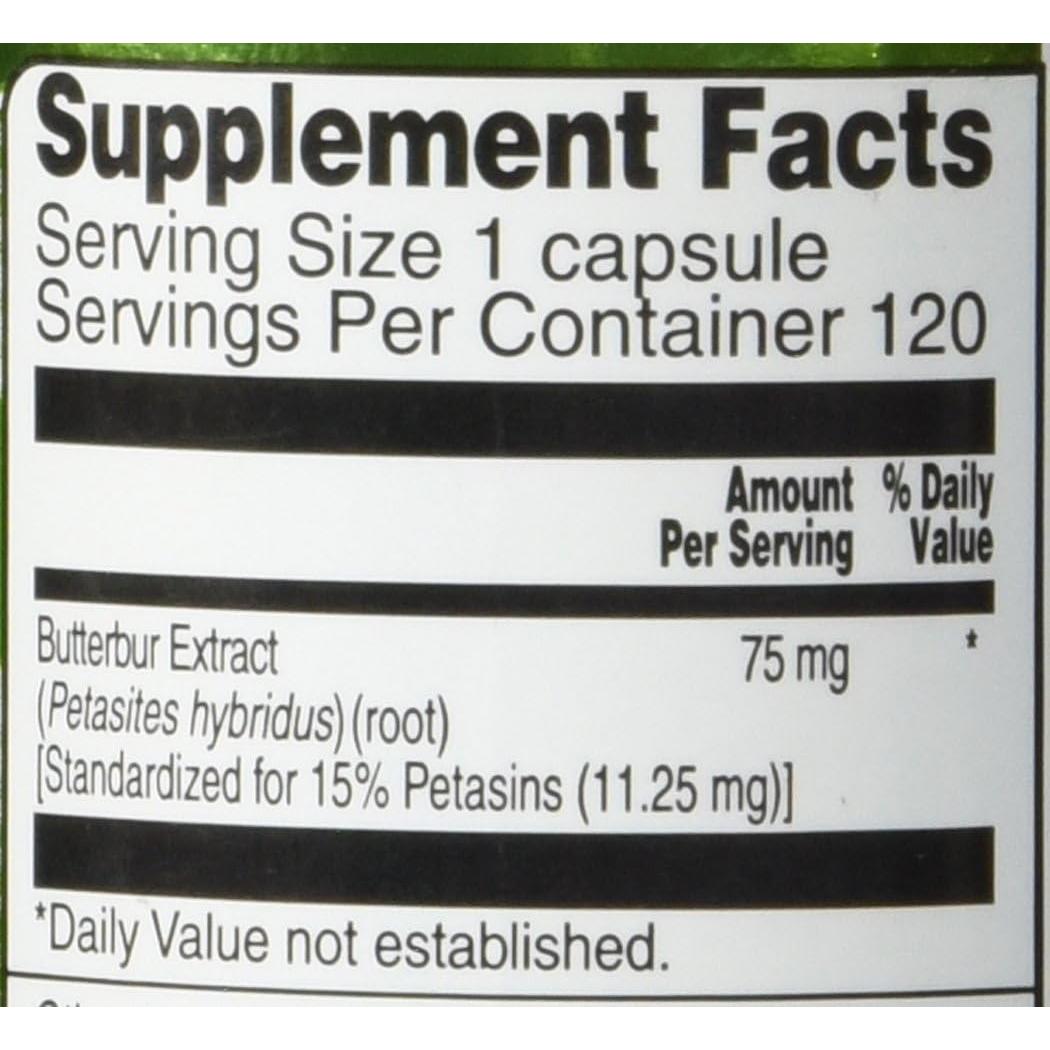 Extracto de Butterbur Vitacost 75 mg - 120 Cápsulas Estandarizadas
