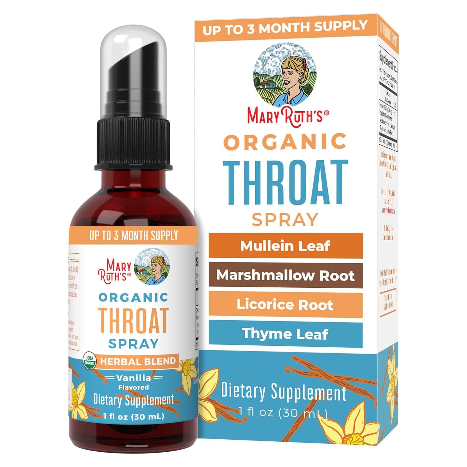 Spray de Garganta Orgánico MaryRuth 30 ml | Vainilla | Vegano