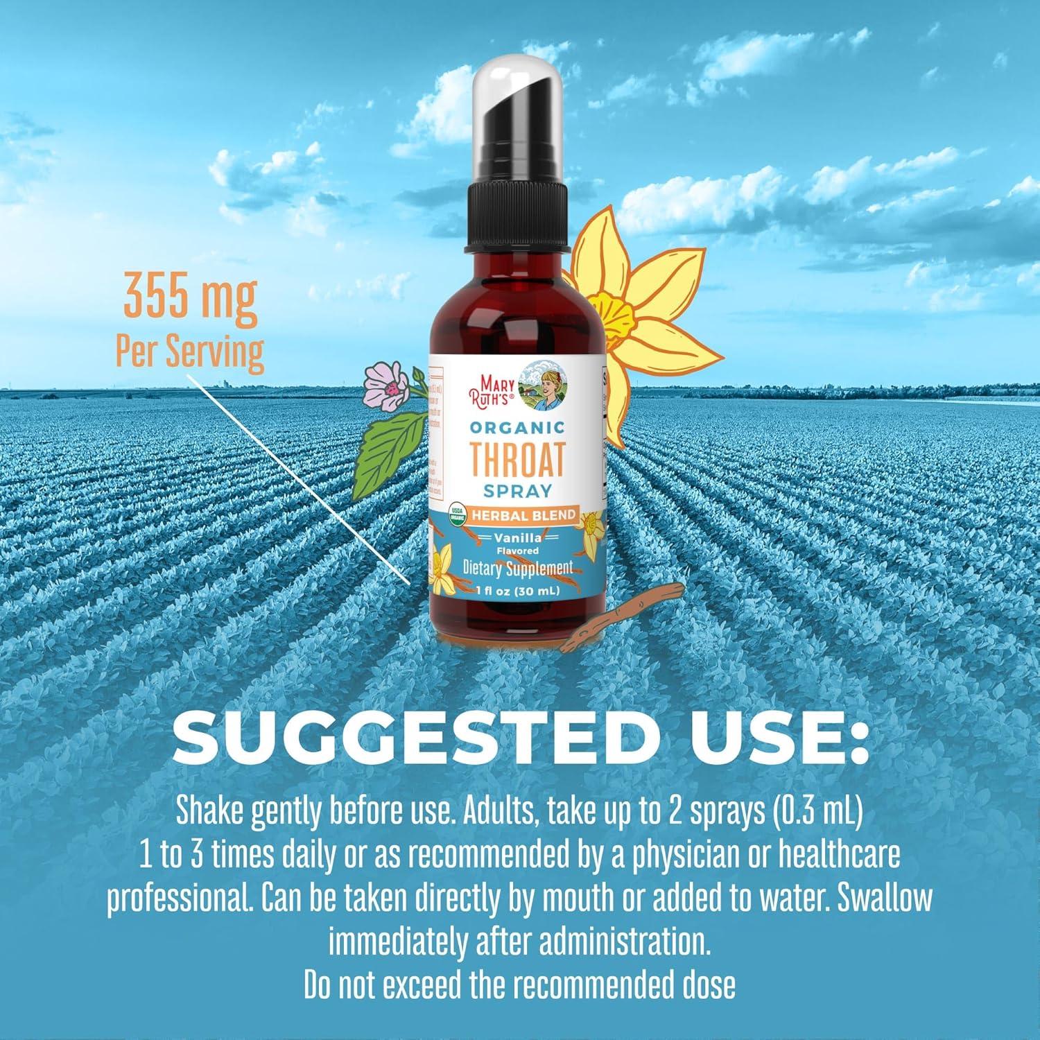 Spray de Garganta Orgánico MaryRuth 30 ml | Vainilla | Vegano