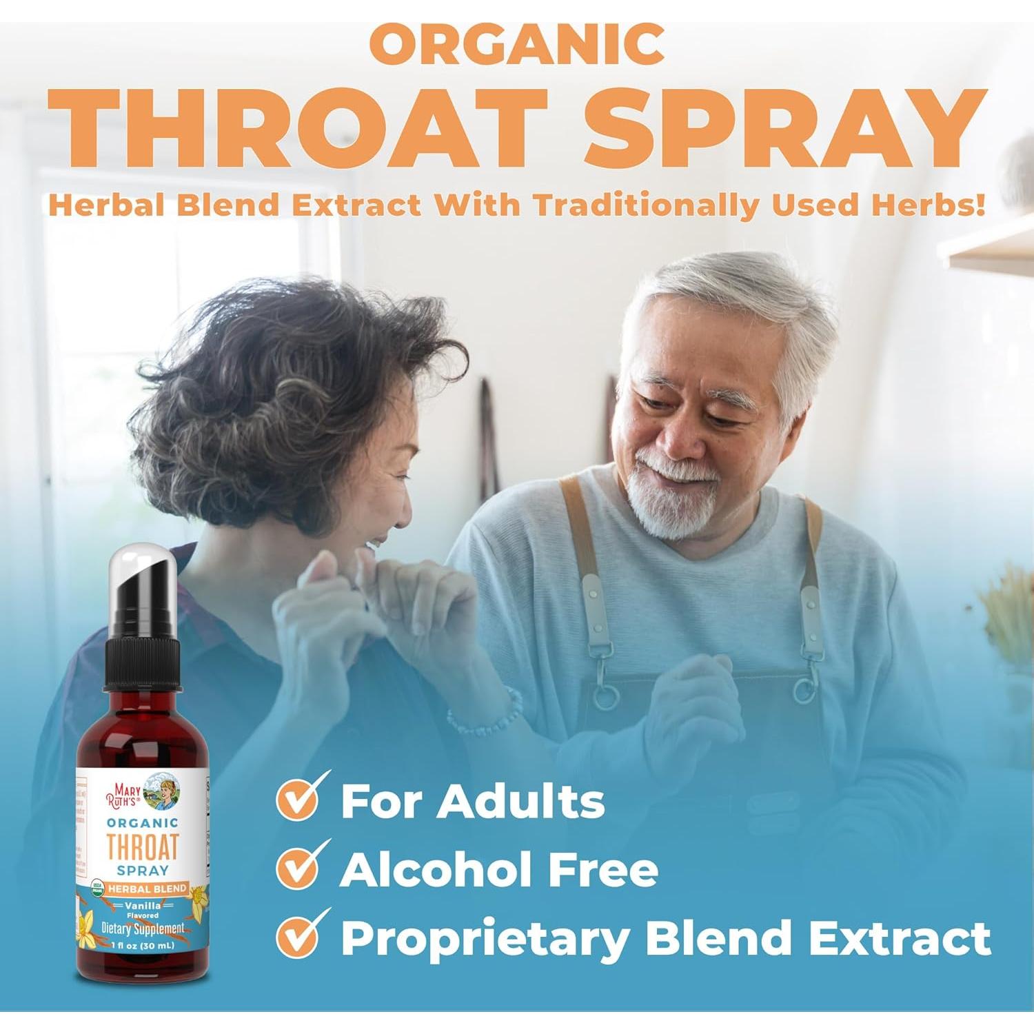 Spray de Garganta Orgánico MaryRuth 30 ml | Vainilla | Vegano