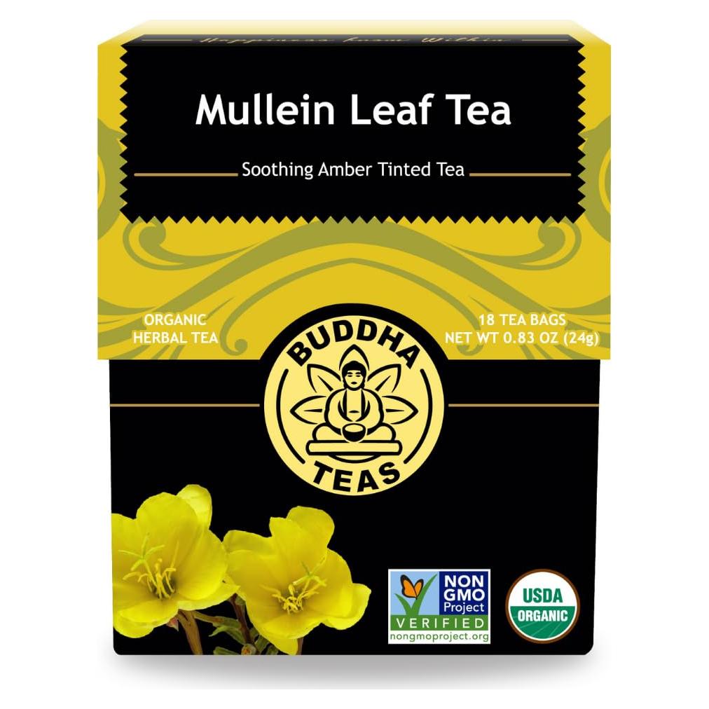 Té Herbal Orgánico Buddha Teas Mullein 18 Bolsitas Sin Cafeína