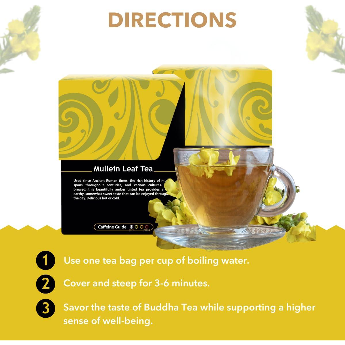 Té Herbal Orgánico Buddha Teas Mullein 18 Bolsitas Sin Cafeína