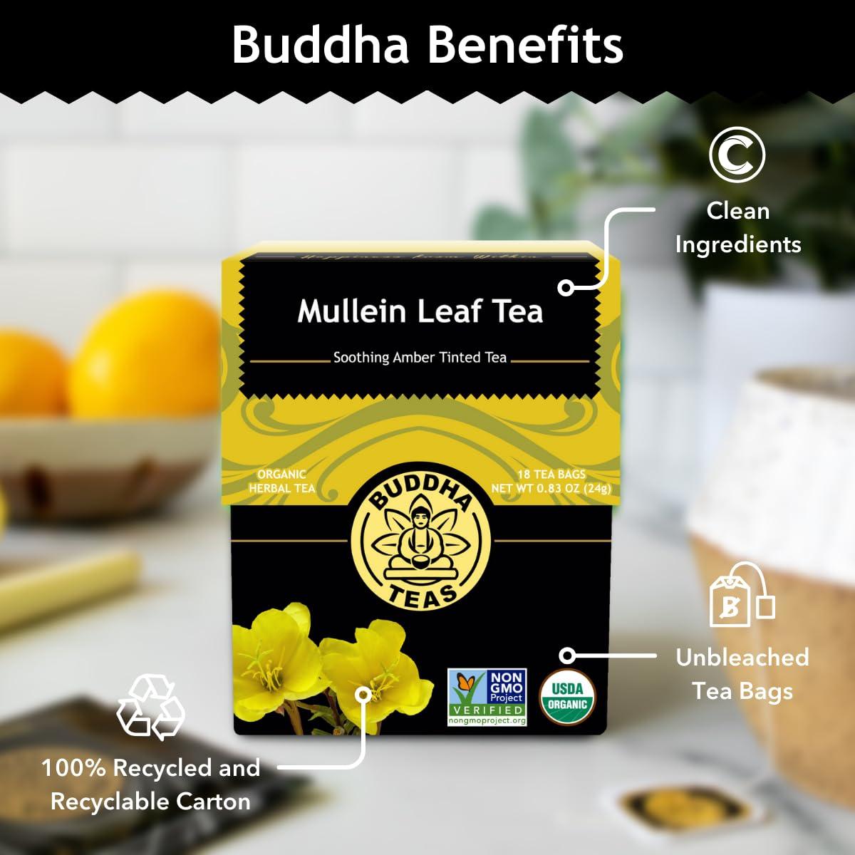 Té Herbal Orgánico Buddha Teas Mullein 18 Bolsitas Sin Cafeína