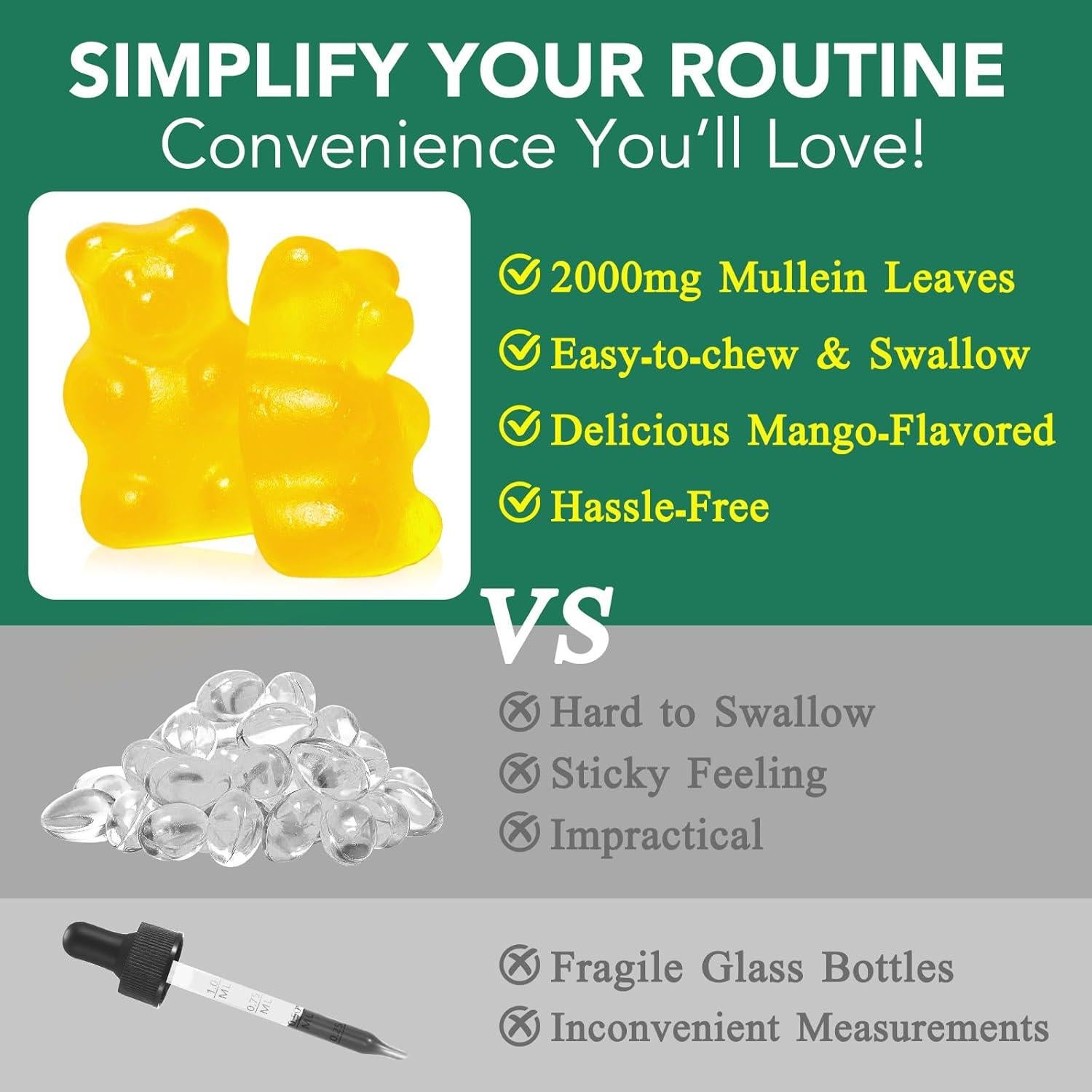 Gomas de Mullein Orgánico 60 Unidades 2000mg Salud Pulmonar