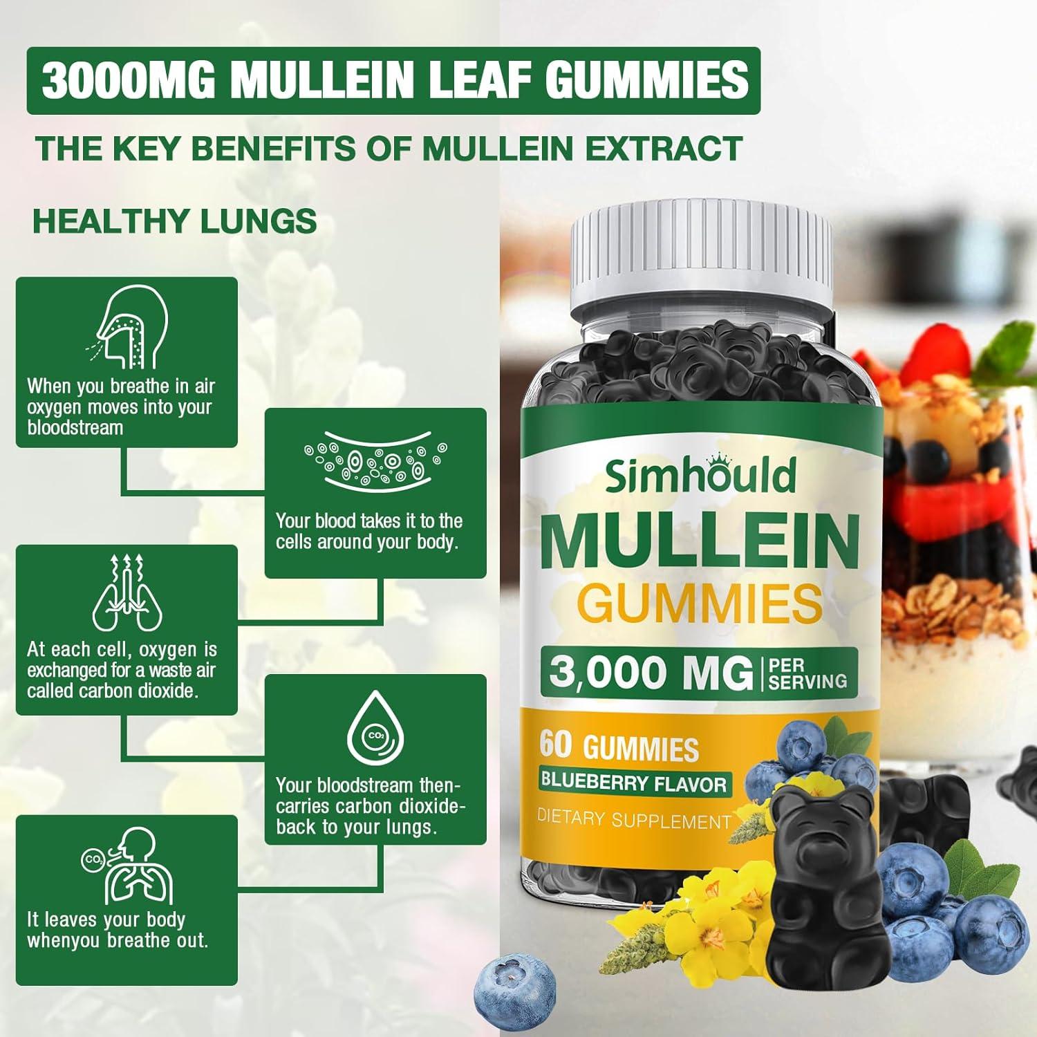 Gominolas Sin Azúcar Simhould 3000mg Mullein para Pulmones