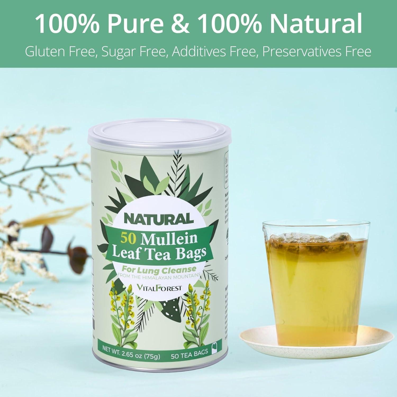 50 Bolsitas de Té de Mullein VitalForest - Detox Pulmones