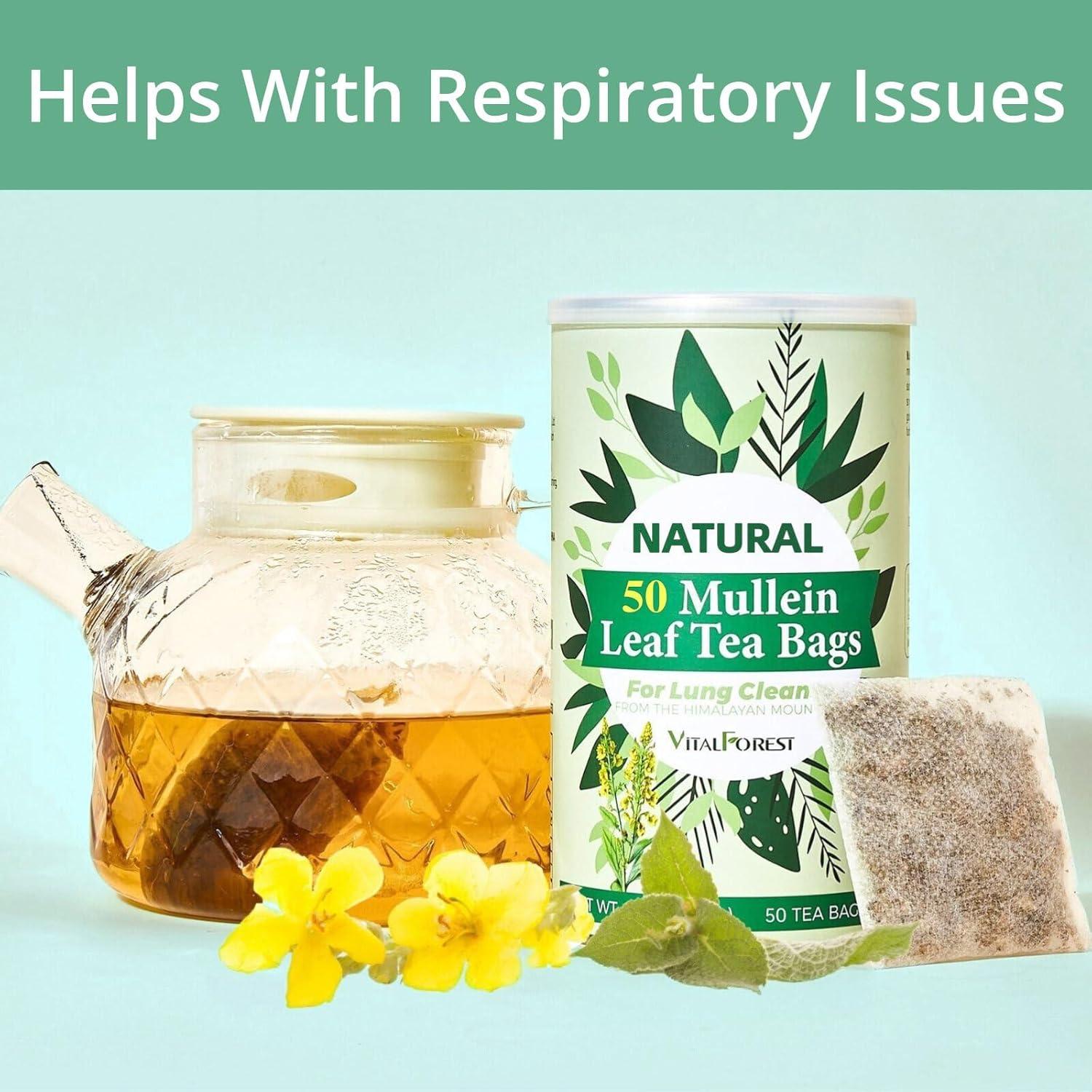 50 Bolsitas de Té de Mullein VitalForest - Detox Pulmones