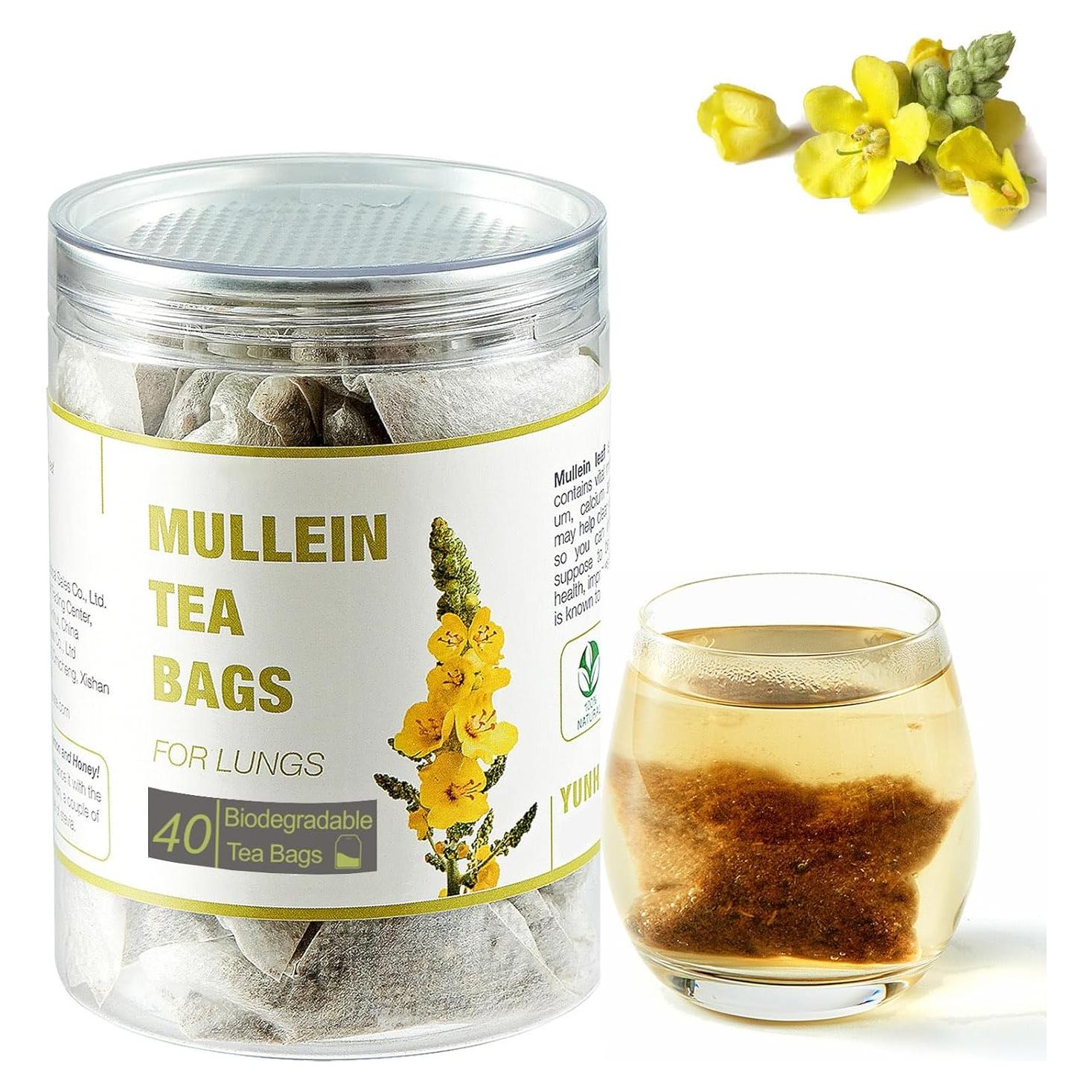 40 Bolsas de Té de Hoja de Mullein VitalForest - Detox Pulmones