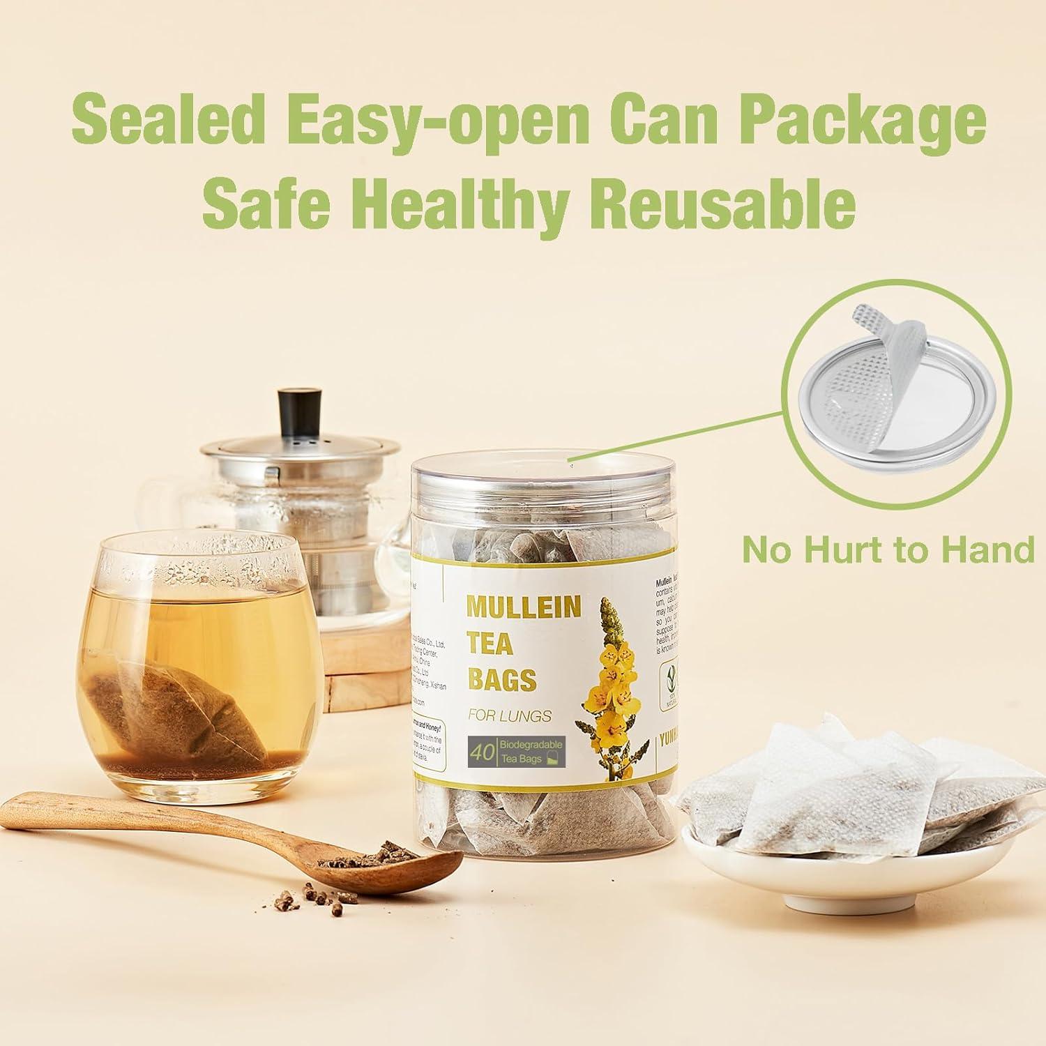 40 Bolsas de Té de Hoja de Mullein VitalForest - Detox Pulmones