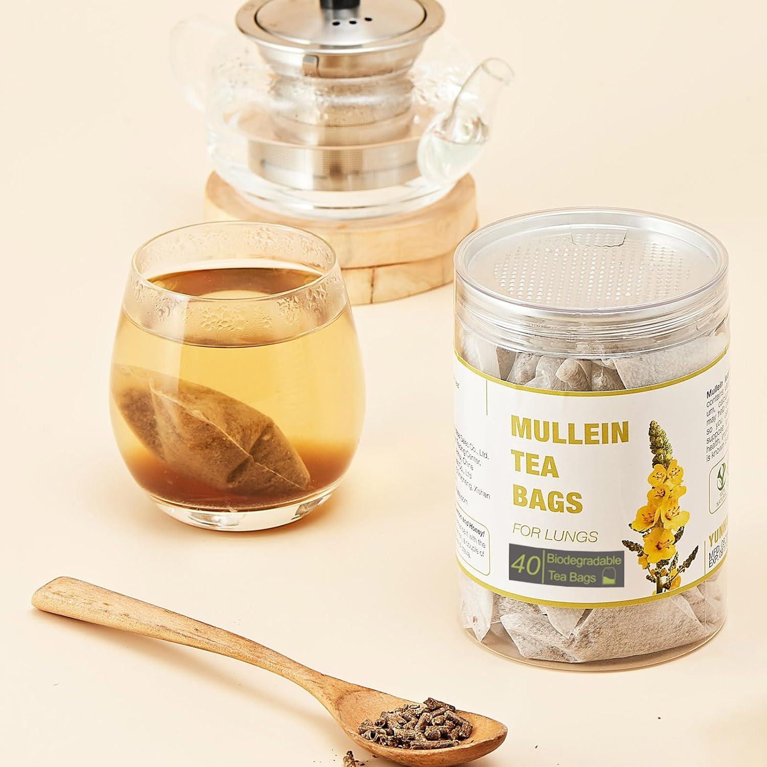 40 Bolsas de Té de Hoja de Mullein VitalForest - Detox Pulmones