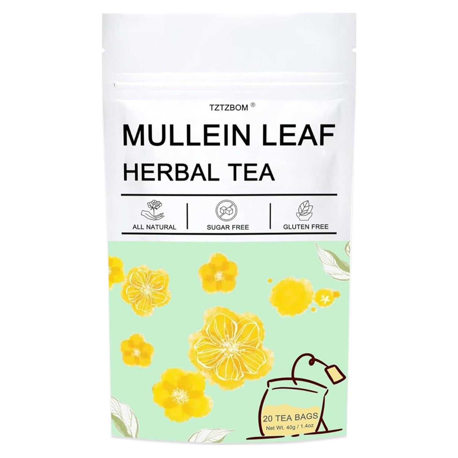 Té de Hoja de Mullein Orgánico TZTZBOM - 20 Bolsitas Detox