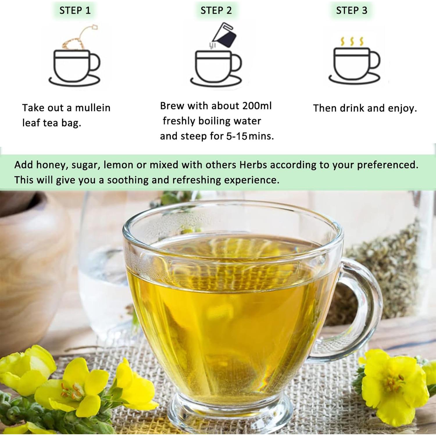 Té de Hoja de Mullein Orgánico TZTZBOM - 20 Bolsitas Detox