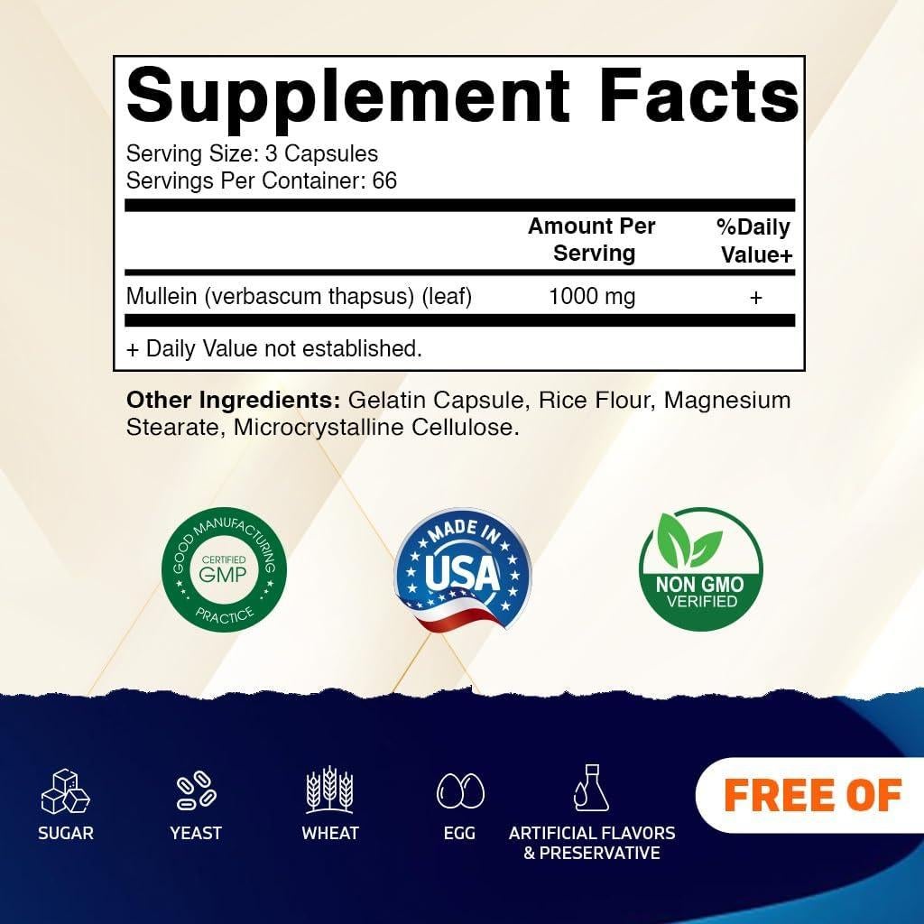 Cápsulas de Mullein 1000mg Vitamatic - 200 Unidades