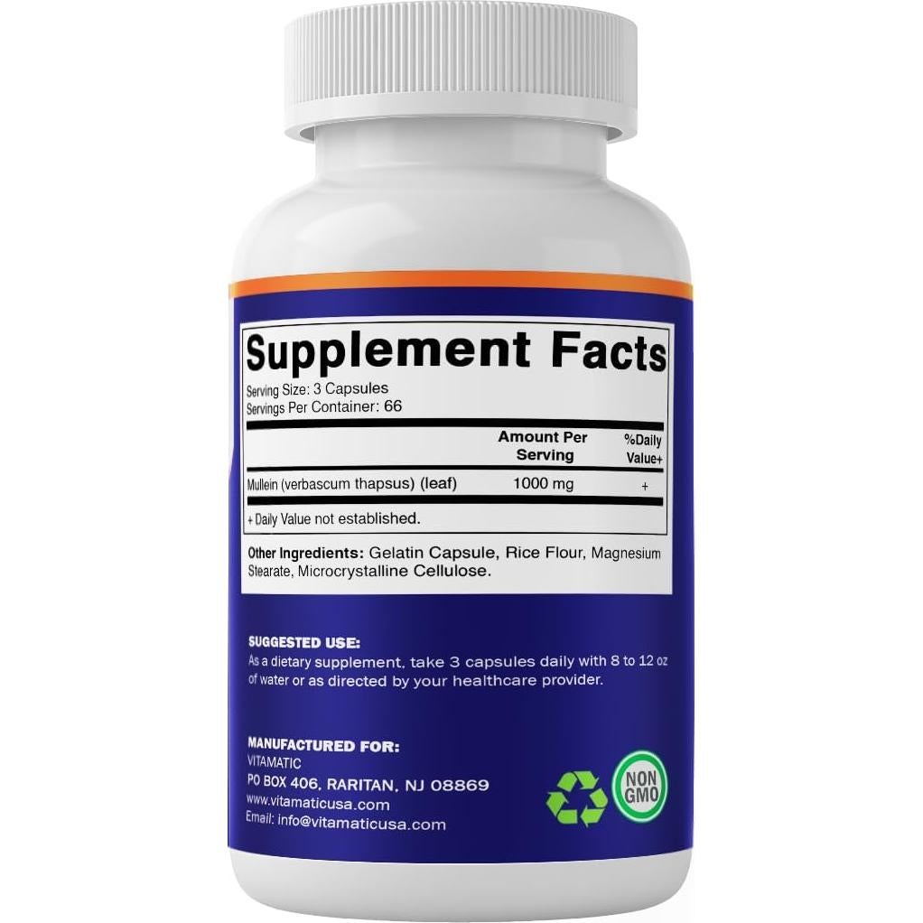 Cápsulas de Mullein 1000mg Vitamatic - 200 Unidades