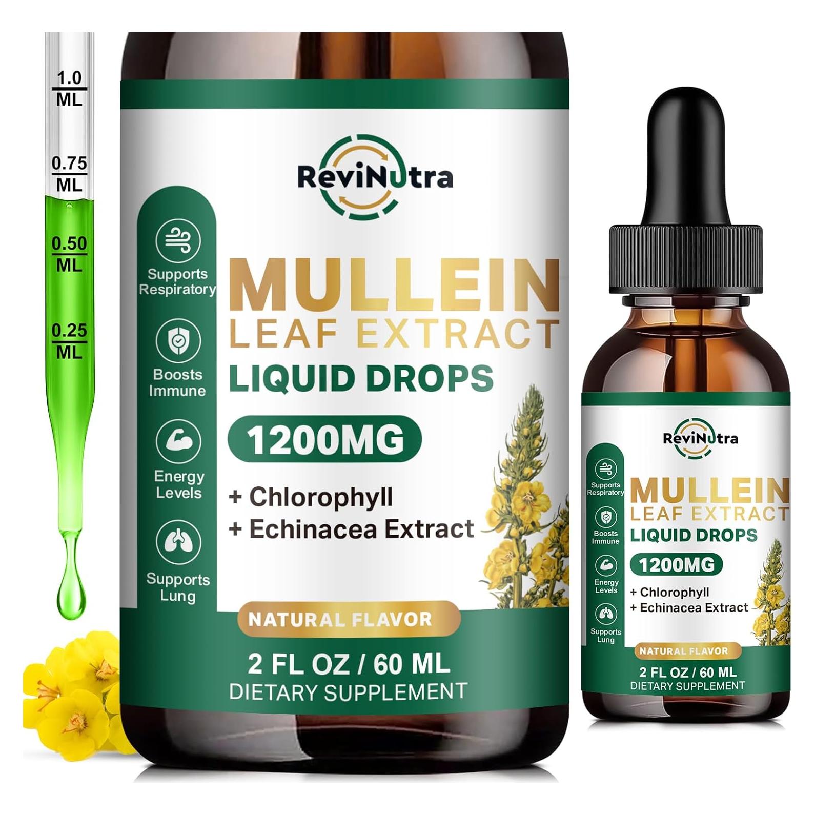 Gotas de Mullein ReviNutra 59.15 ml - 1200mg Extracto Pulmonar