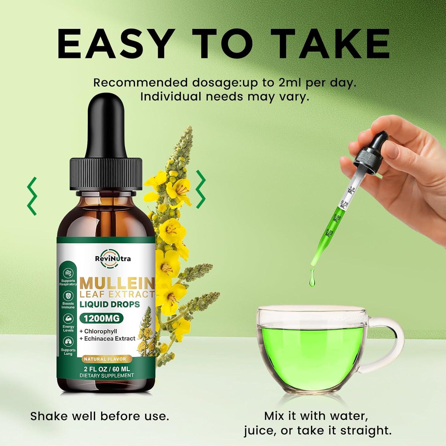 Gotas de Mullein ReviNutra 59.15 ml - 1200mg Extracto Pulmonar