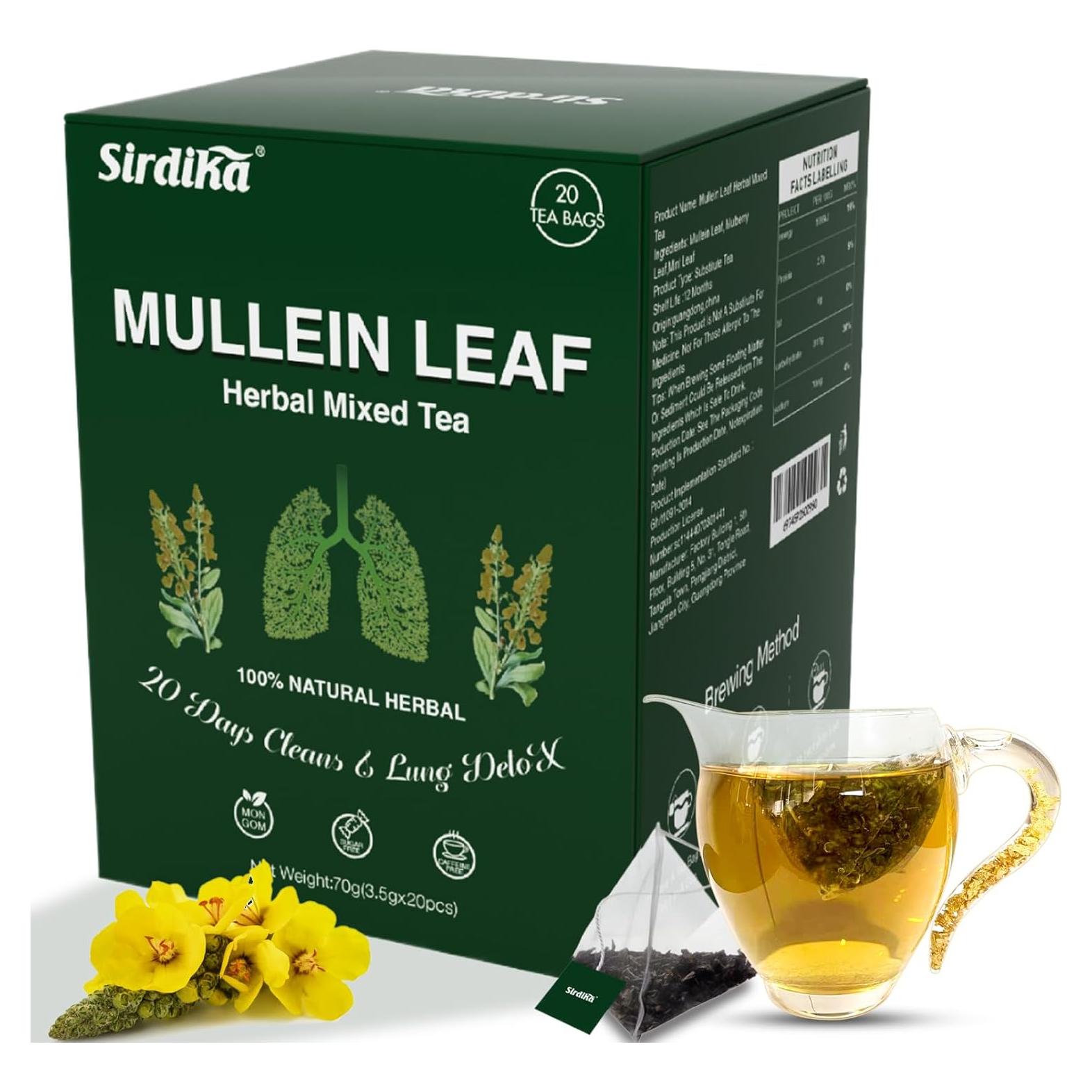 Té Herbal de Mullein SIRDIKA - 20 Bolsitas (70g) Sin Cafeína