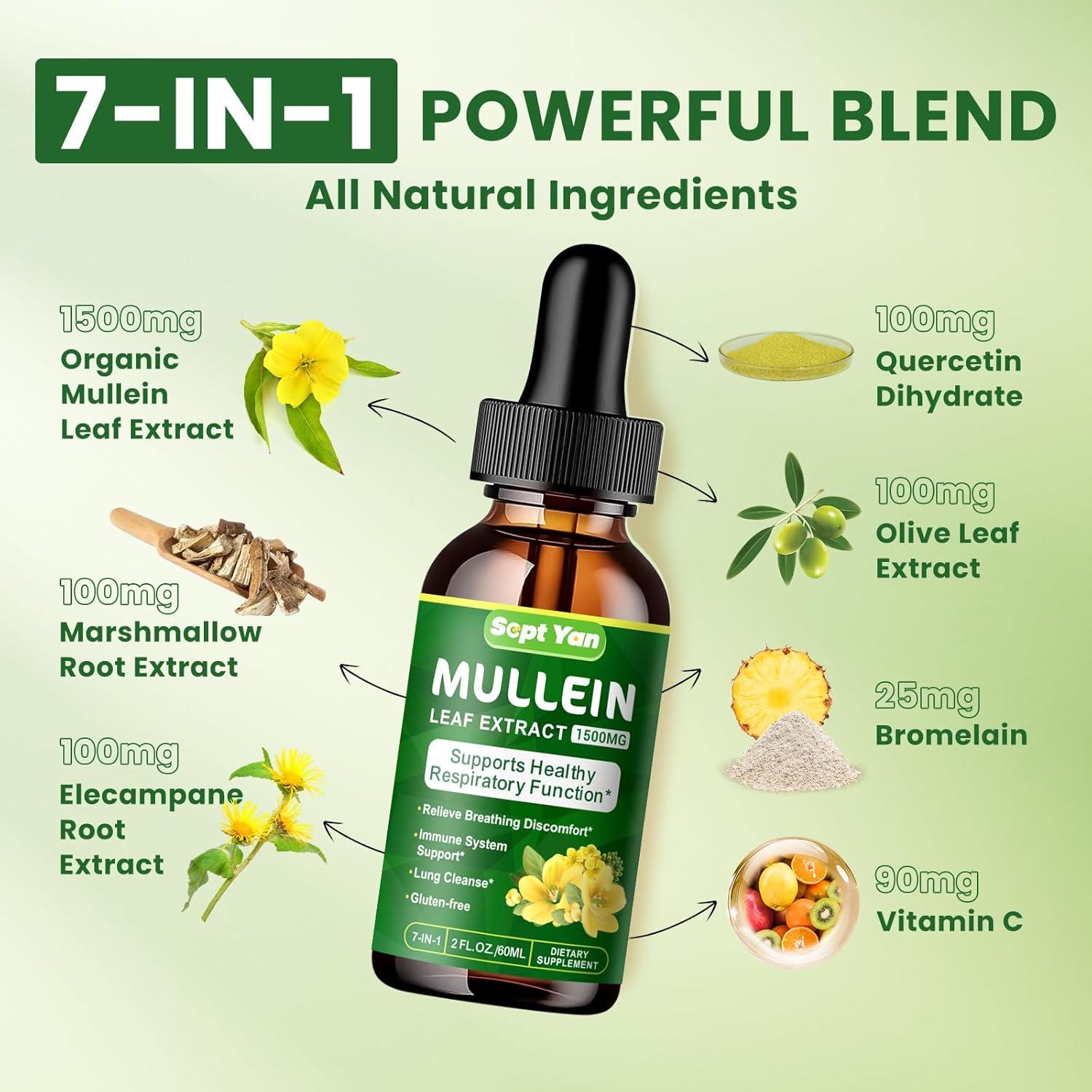 Gotas de Mullein 1500mg - Suplemento Herbal Detox Pulmones