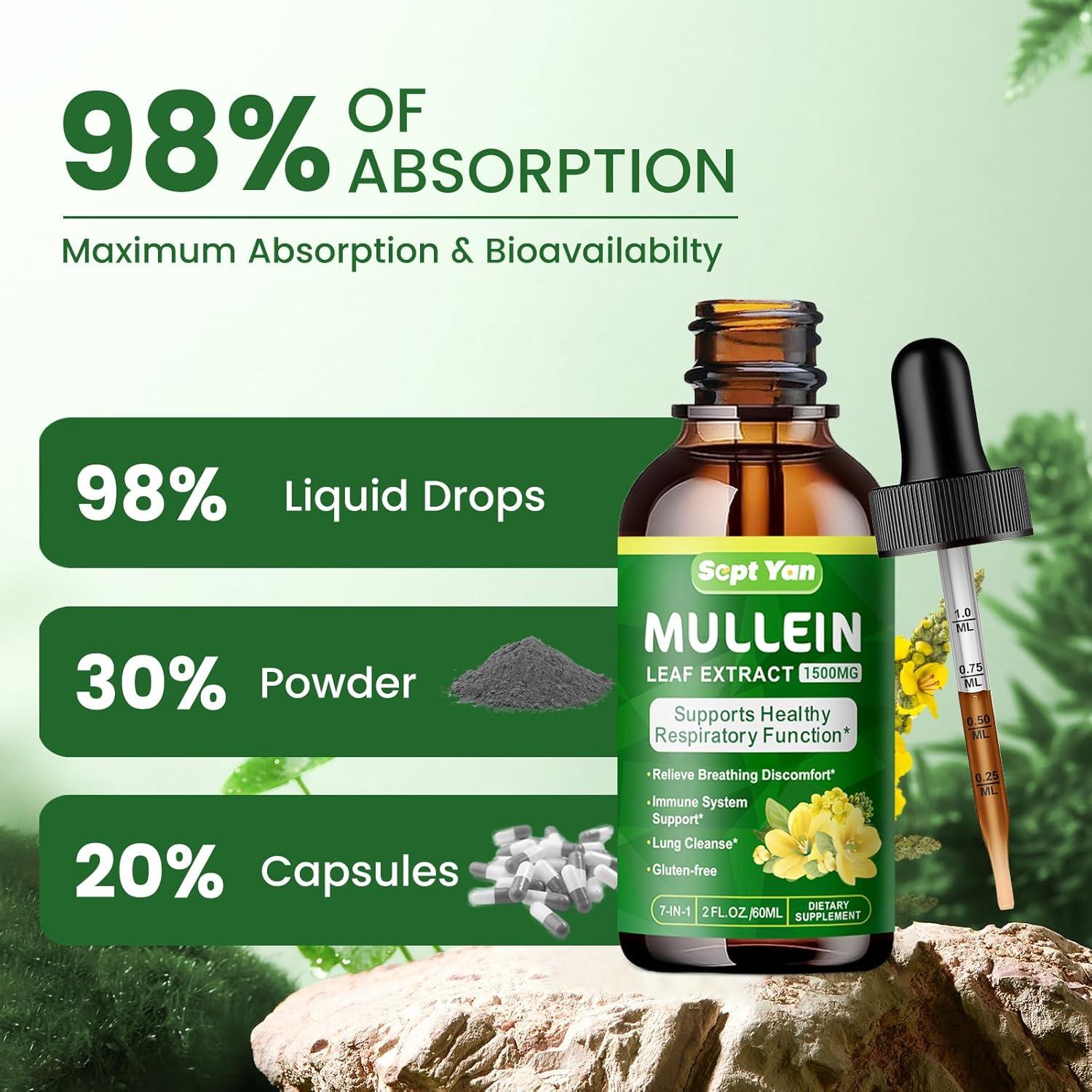 Gotas de Mullein 1500mg - Suplemento Herbal Detox Pulmones