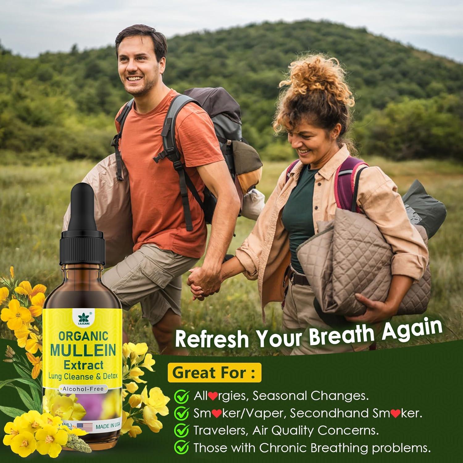 Gotas de Mullein LILICARE 60ml Suplemento Herbal Respiratorio