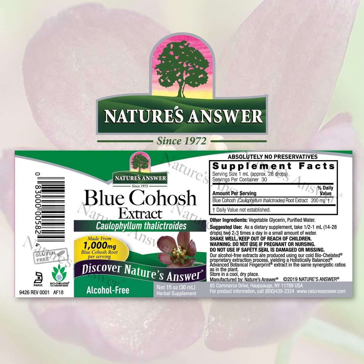 Raíz de Blue Cohosh Nature's Answer 30 ml - Soporte Menopáusico