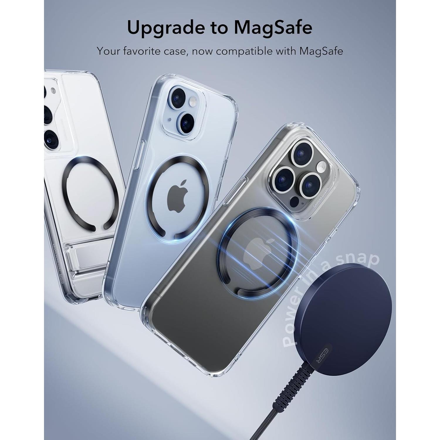 Anillo MagSafe ESR Ultra Delgado 0.4mm 2 Paquetes Negro Plata