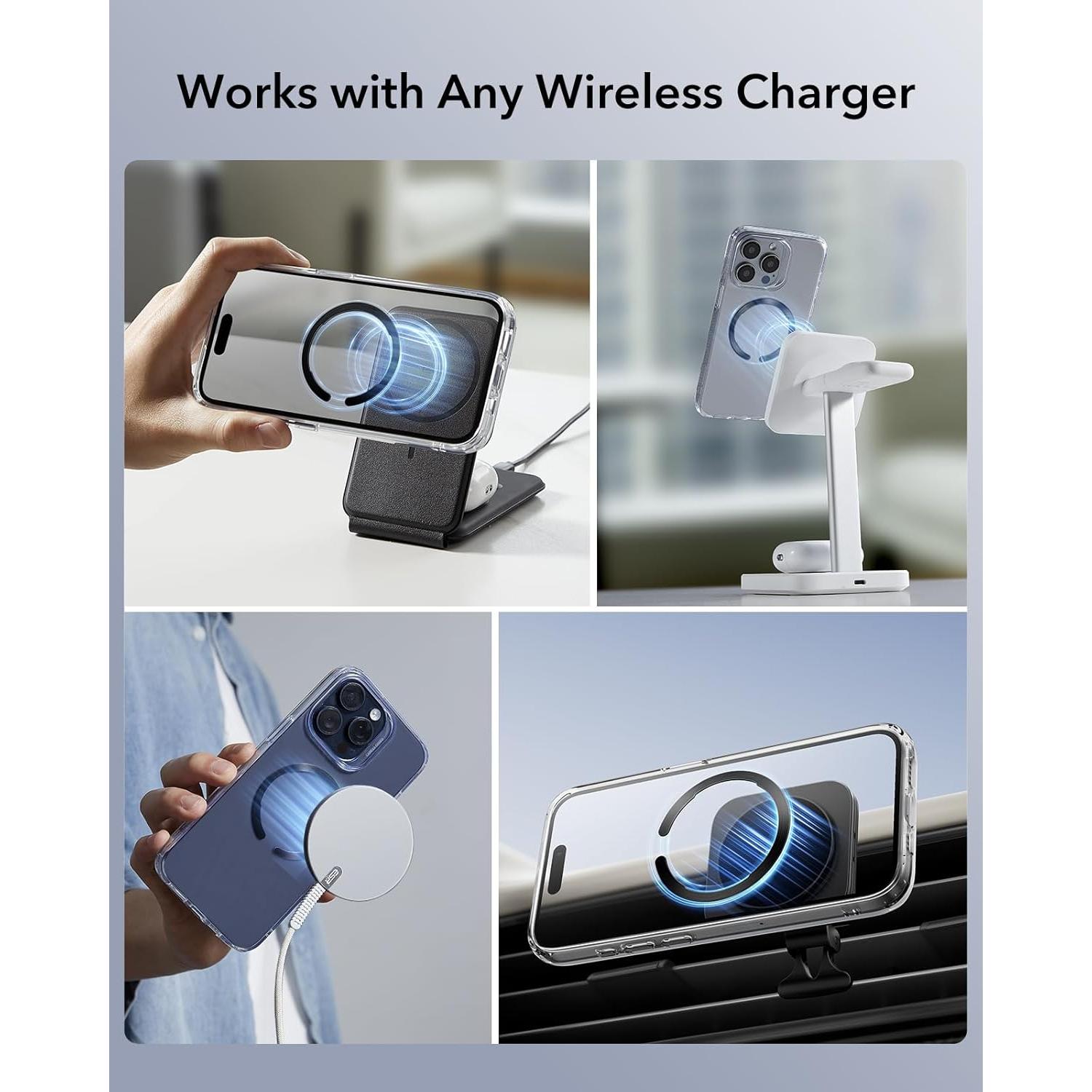 Anillo MagSafe ESR Ultra Delgado 0.4mm 2 Paquetes Negro Plata