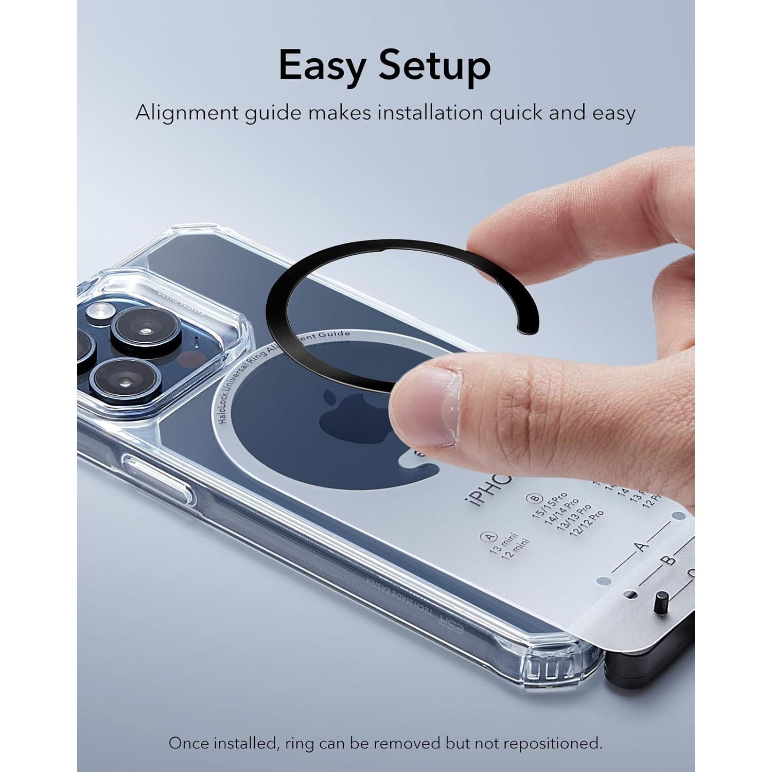 Anillo MagSafe ESR Ultra Delgado 0.4mm 2 Paquetes Negro Plata