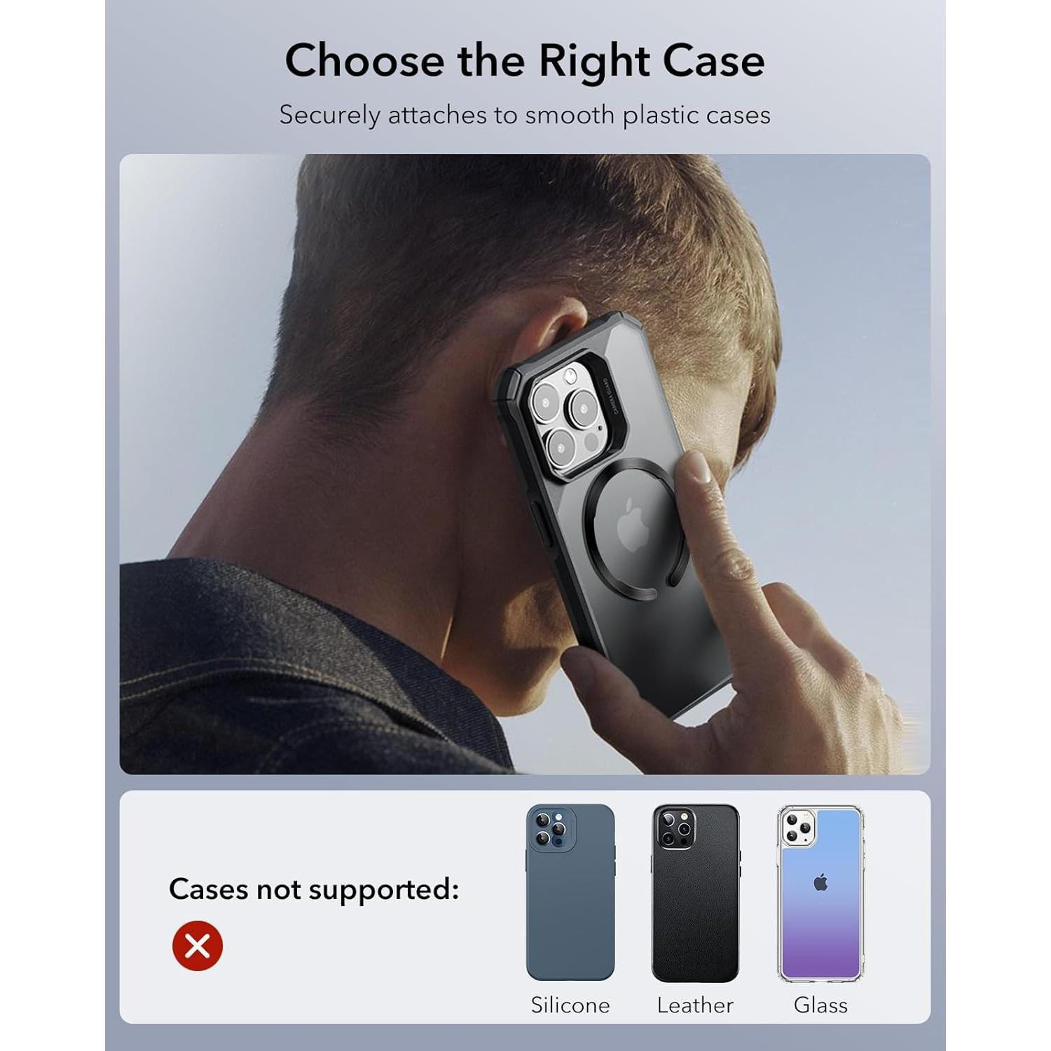 Anillo MagSafe ESR Ultra Delgado 0.4mm 2 Paquetes Negro Plata