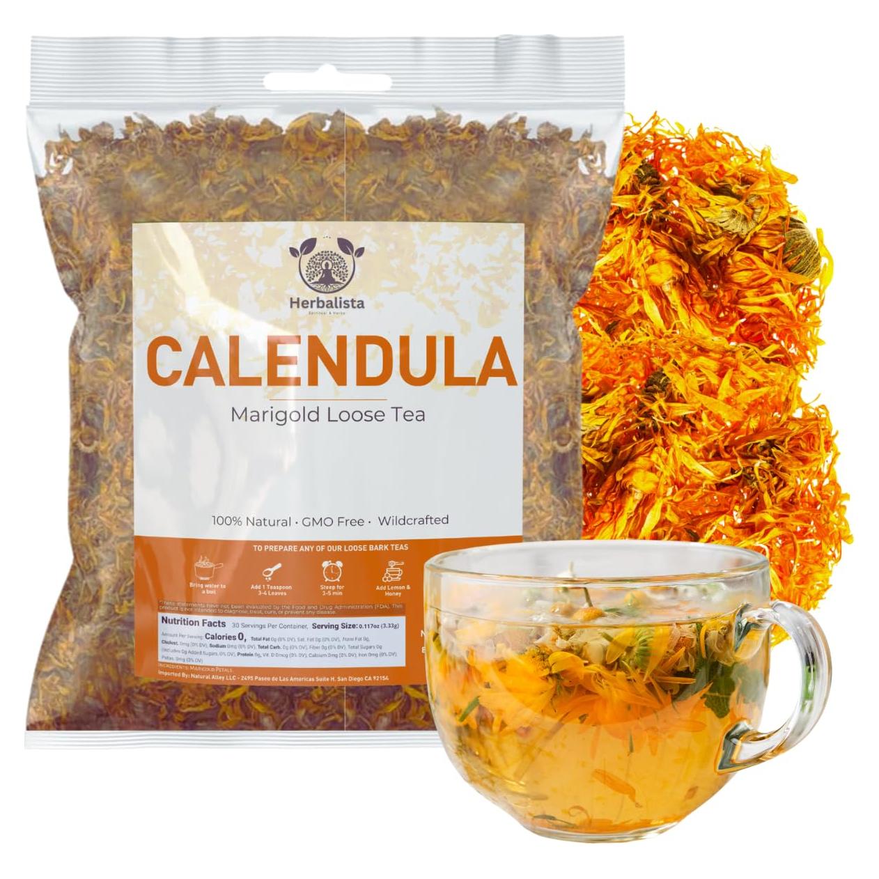 Té de Pétalos de Caléndula Secos Herbalista 114g - 100% Natural