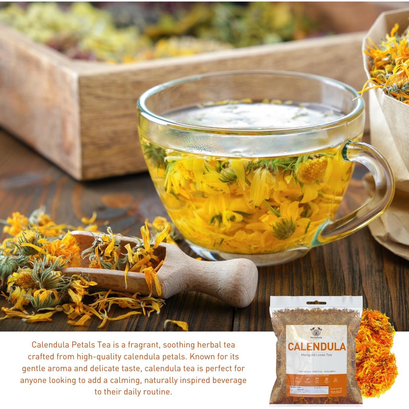 Té de Pétalos de Caléndula Secos Herbalista 114g - 100% Natural