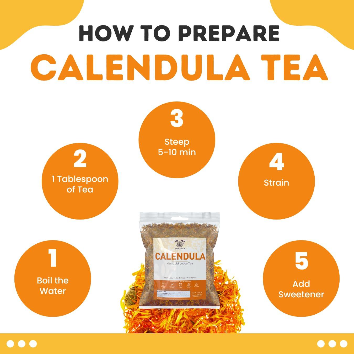 Té de Pétalos de Caléndula Secos Herbalista 114g - 100% Natural