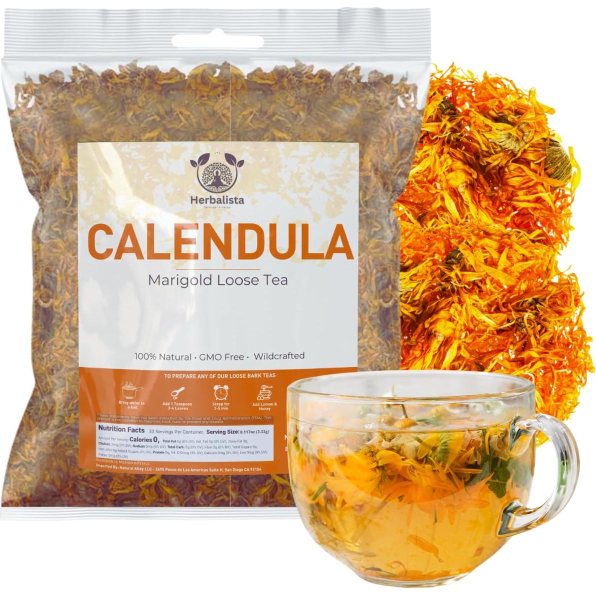 Té de Pétalos de Caléndula Secos Herbalista 114g - 100% Natural