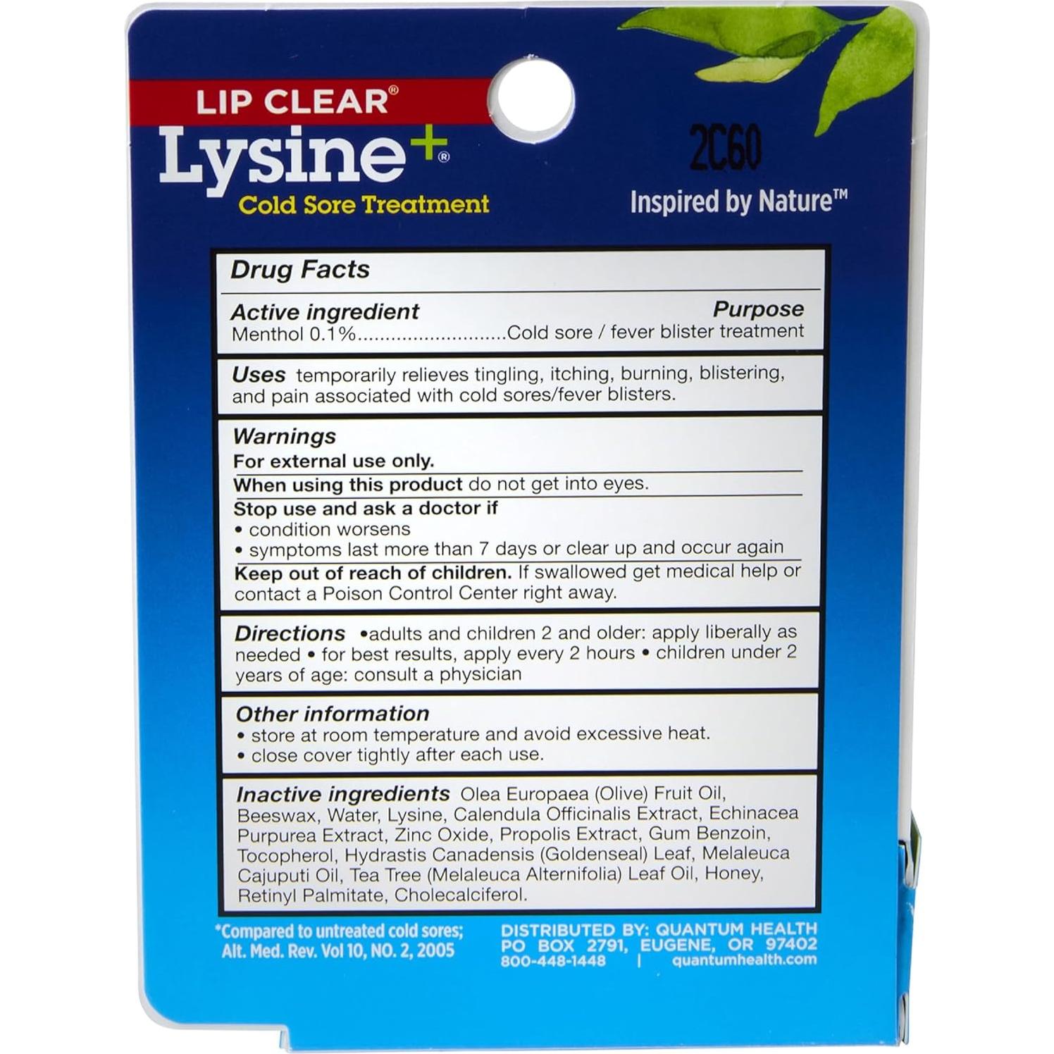 Ungüento Lip Clear Lysine+ Quantum Health 7.09 g - Alivio Herpes Labial