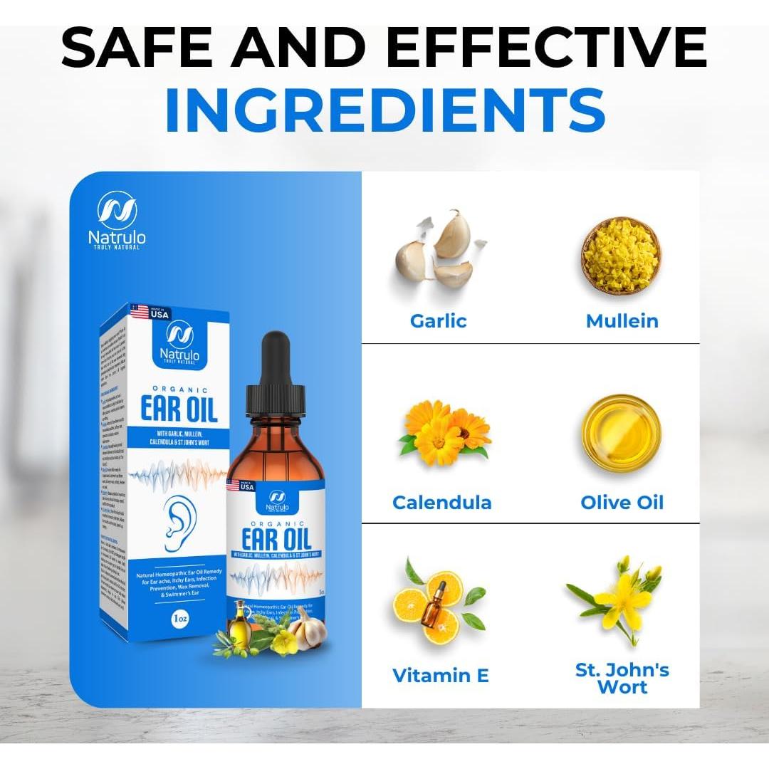 Aceite Orgánico para Dolor de Oído Natrulo - Gotas Naturales 81g